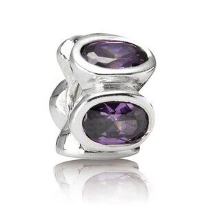 Pandora Sterling Silver with Amethyst Zirconia Oval Lights Bead - 790311ACZ